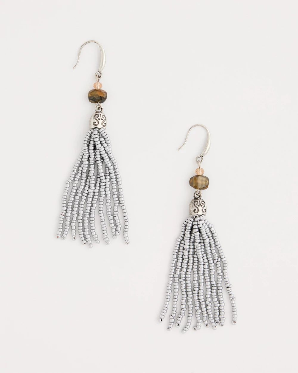 Neutral Beaded Linear Earrings