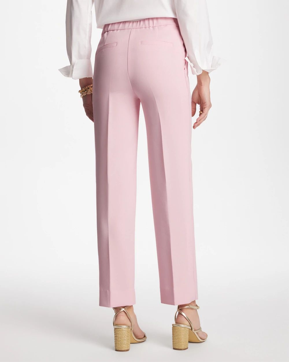 Textured Straight Tapered Ankle Pants