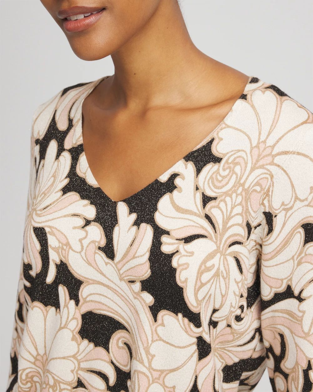 Ella Metallic V-Neck Sweater