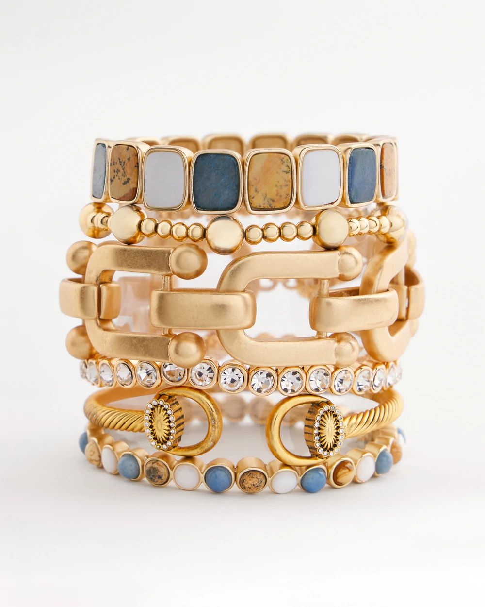 Goldtone Stone Square Stretch Bracelet