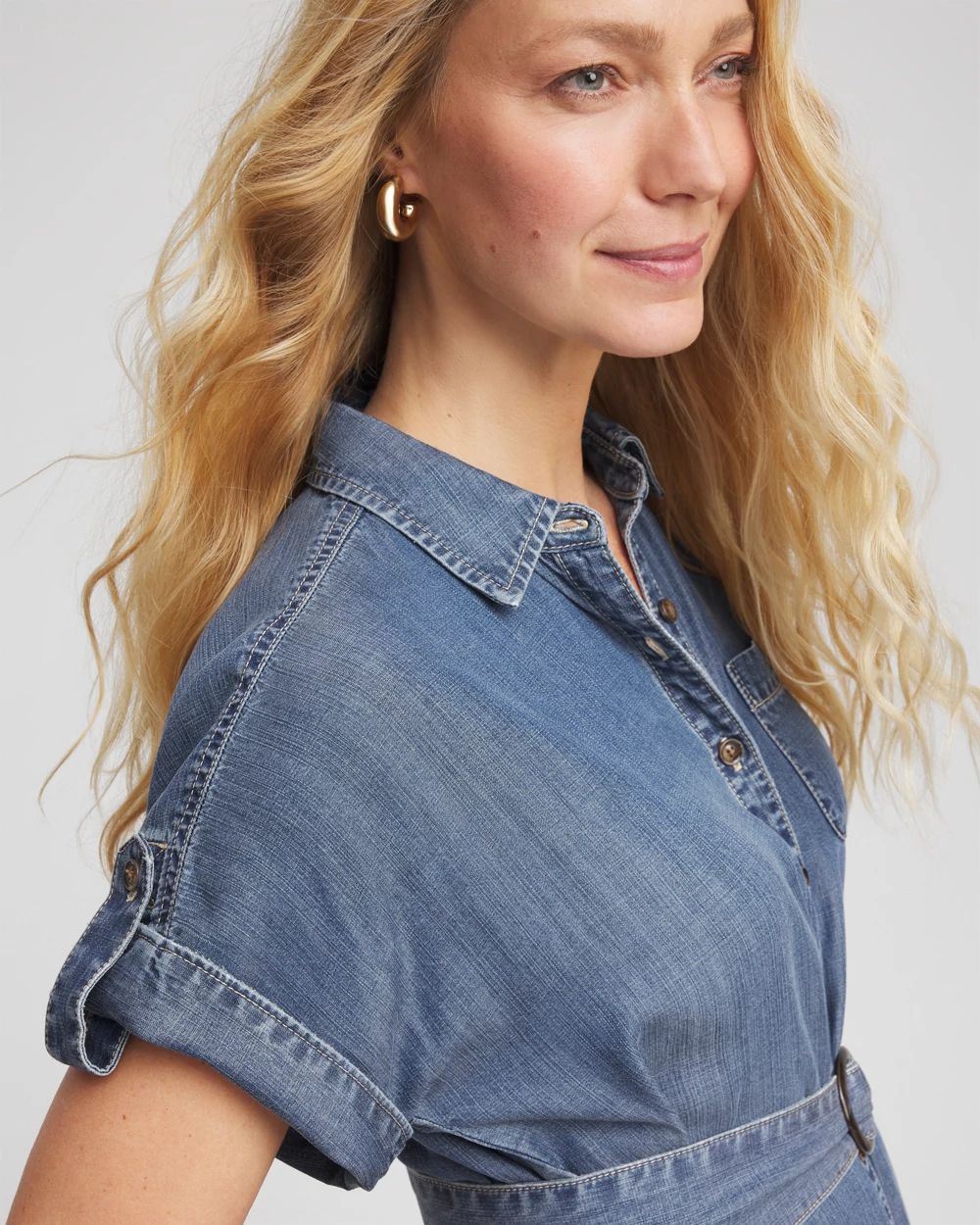 Denim Tie  Midi Shirtdress