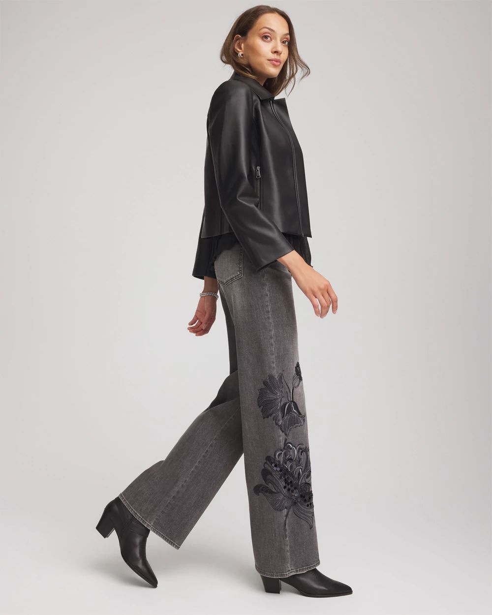 Printed High-Rise Wide-Leg Jean click to view larger image.