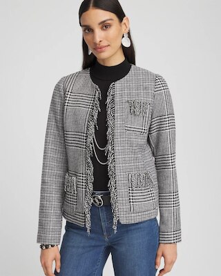 Mixed Tweed Fringe Jacket