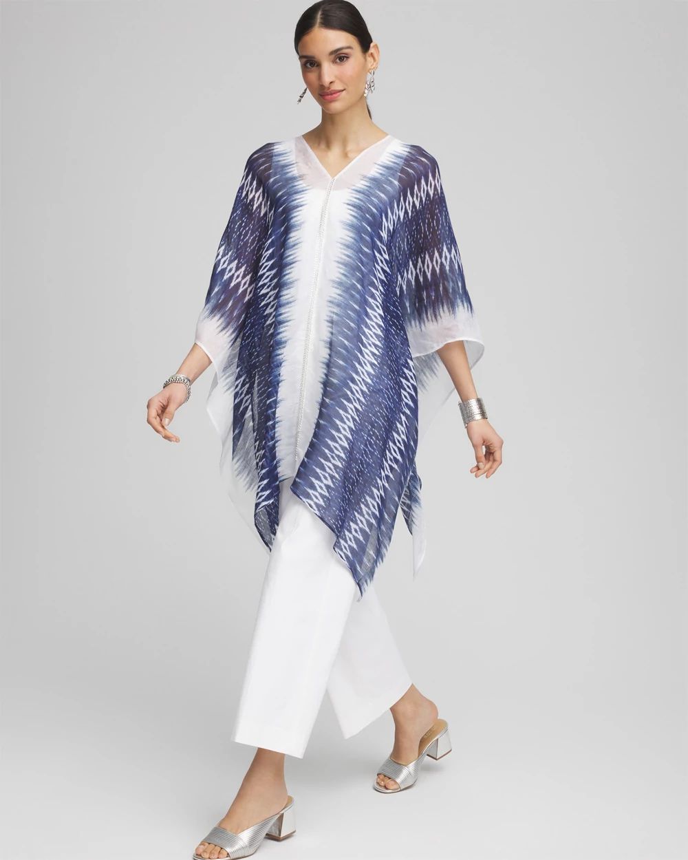 Long Embellished Linen Kaftan click to view larger image.