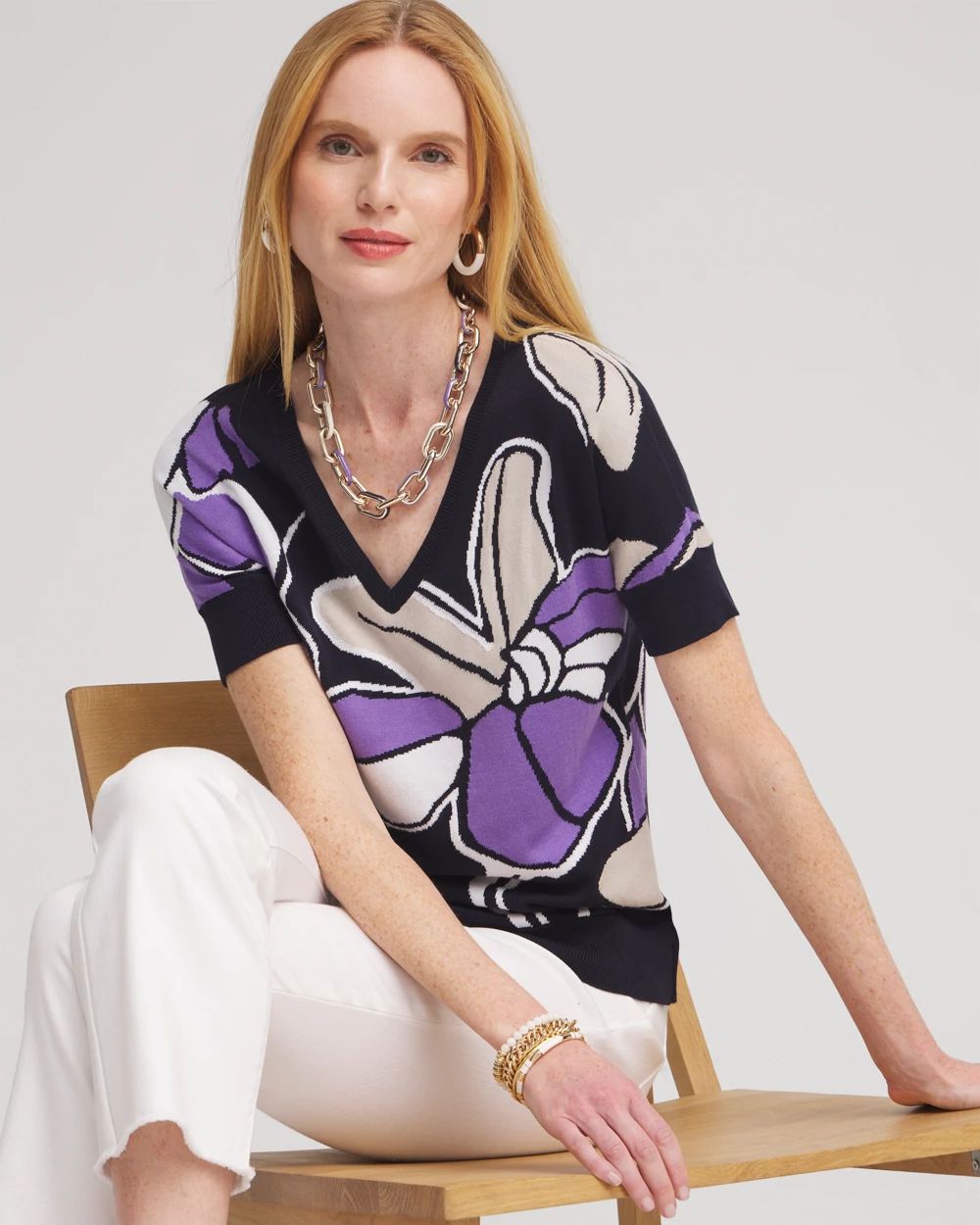 Floral Dolman Pullover Sweater