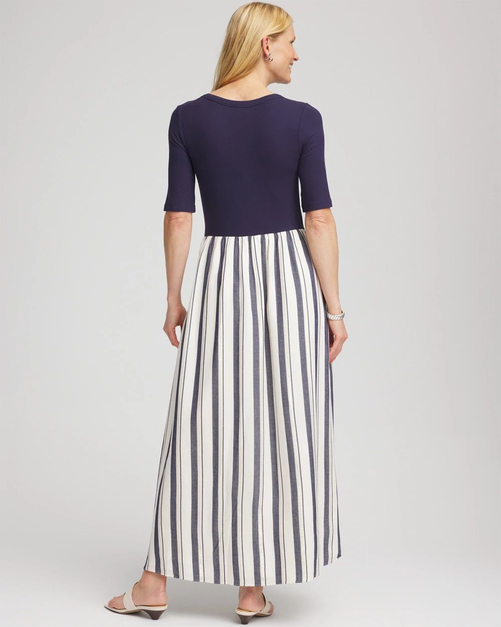 Mixed Metallic Striped Maxi Dress click to view larger image.