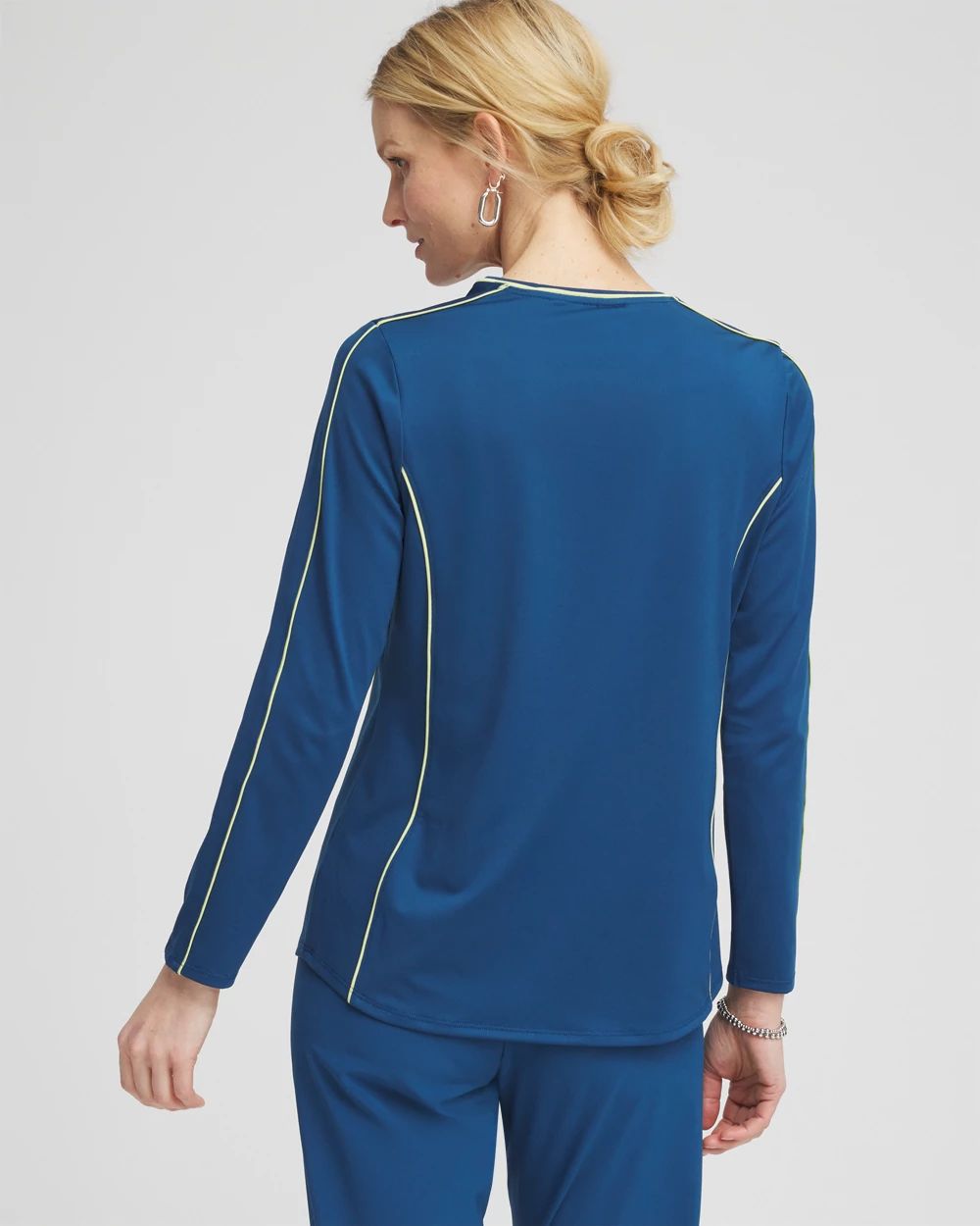 Zenergy® UPF Piping Long Sleeved Pullover Top click to view larger image.