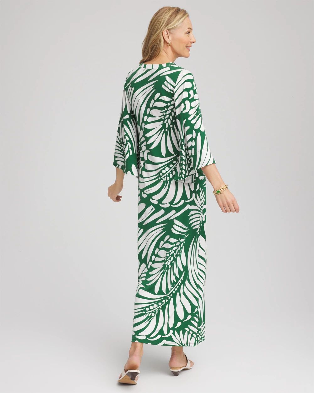 Palm-Front-Motif Beaded Knit Maxi Dress click to view larger image.