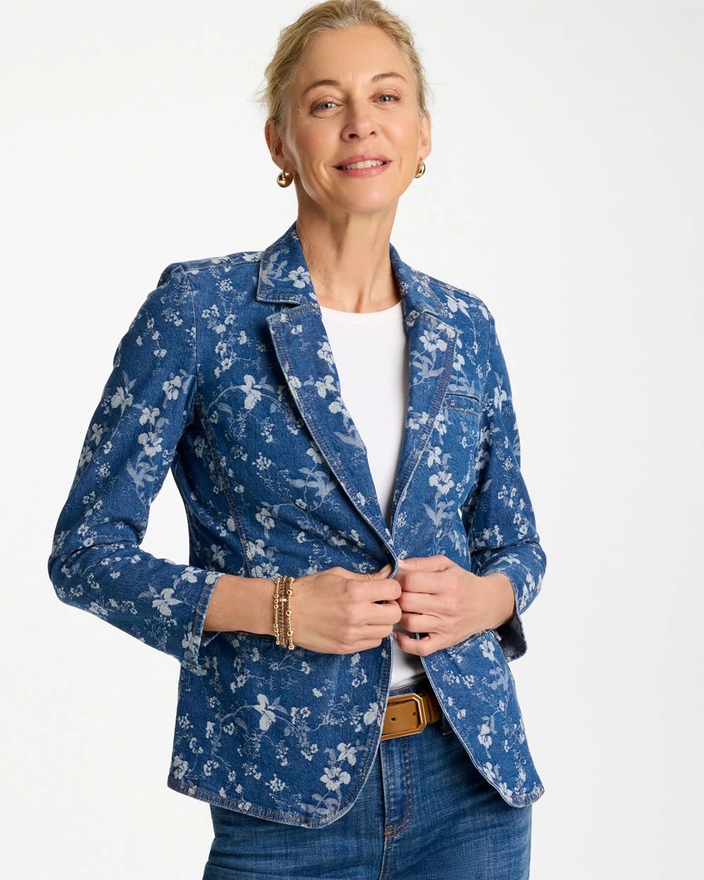 Jacquard Denim Blazer click to view larger image.