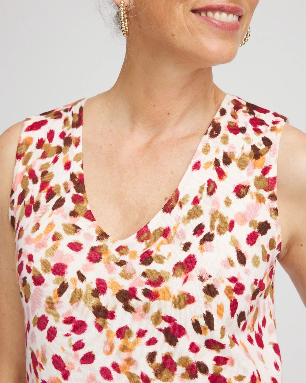 Ombré Printed Sleeveless V-Neck Tank click to view larger image.