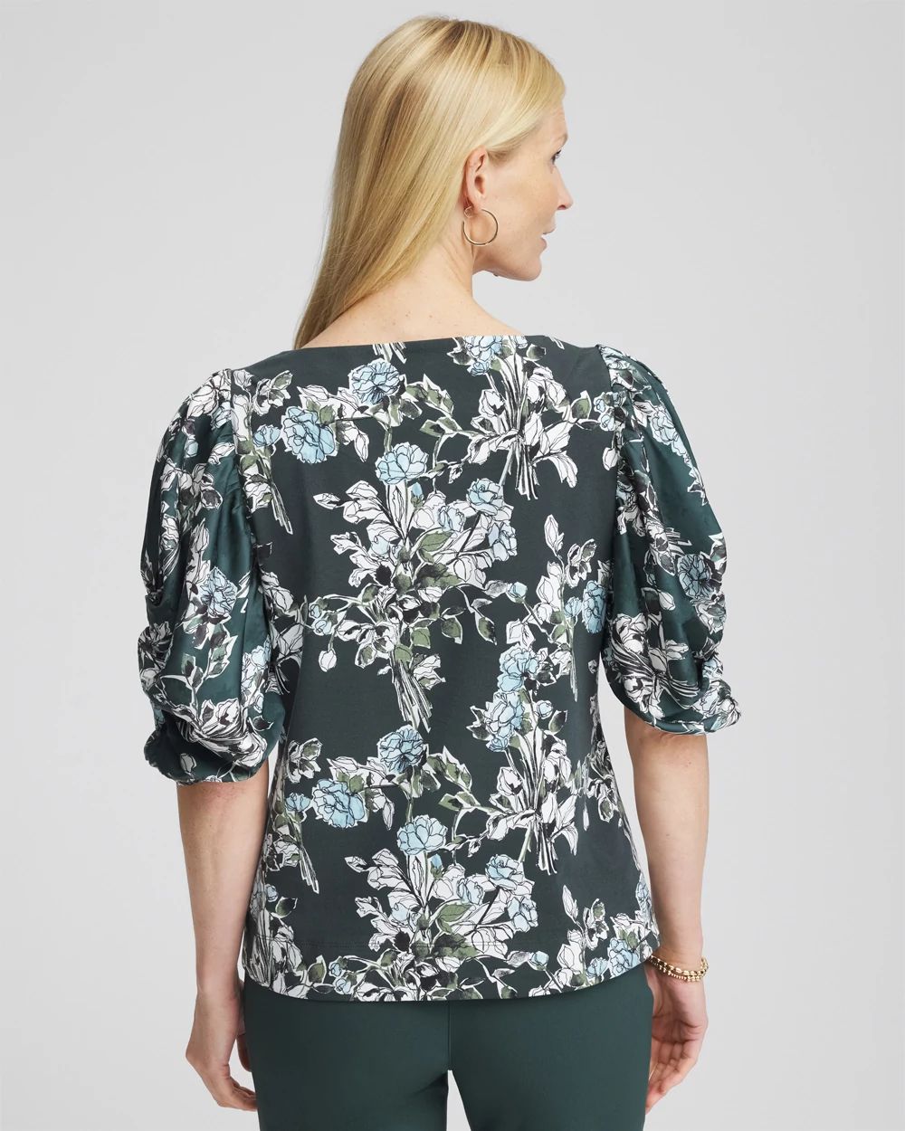 Crewneck Bubble-Sleeve Top