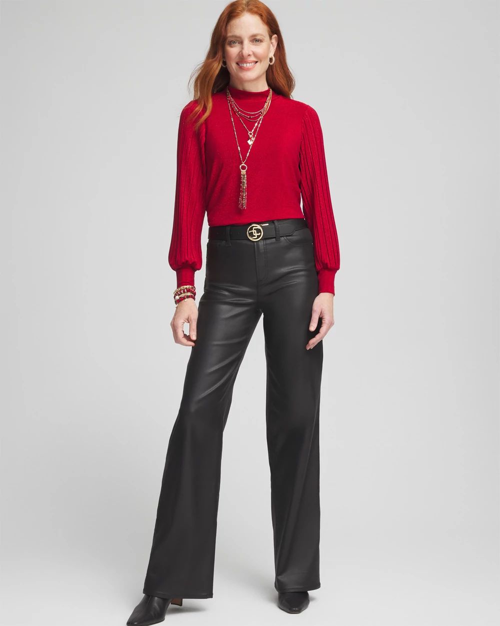 Shimmer Mock-Neck Top