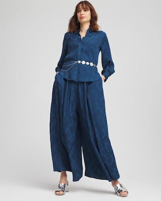 Jacquard Culotte Wide-Leg Pants click to view larger image.