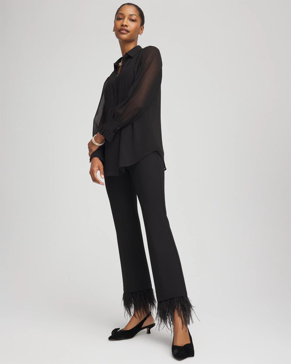 Juliet Feathered Flared Cropped Pants