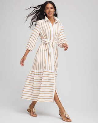 Striped Cotton-Gauze Shirtdress click to view larger image.