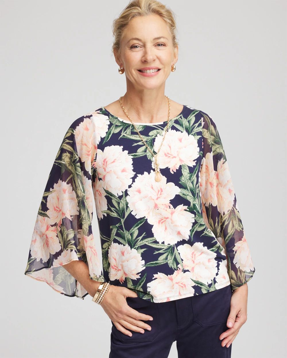 Georgette Angel-Sleeved Top