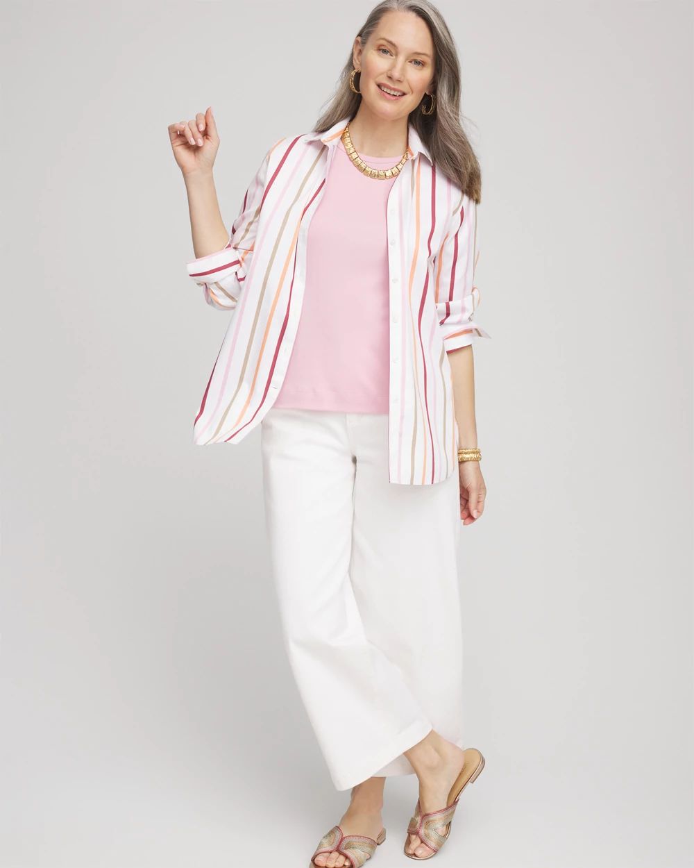 No Iron™ Striped Stretch-Sateen Shirt