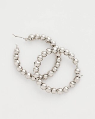 Silvertone Beaded Hoop Earrings click to view larger image.