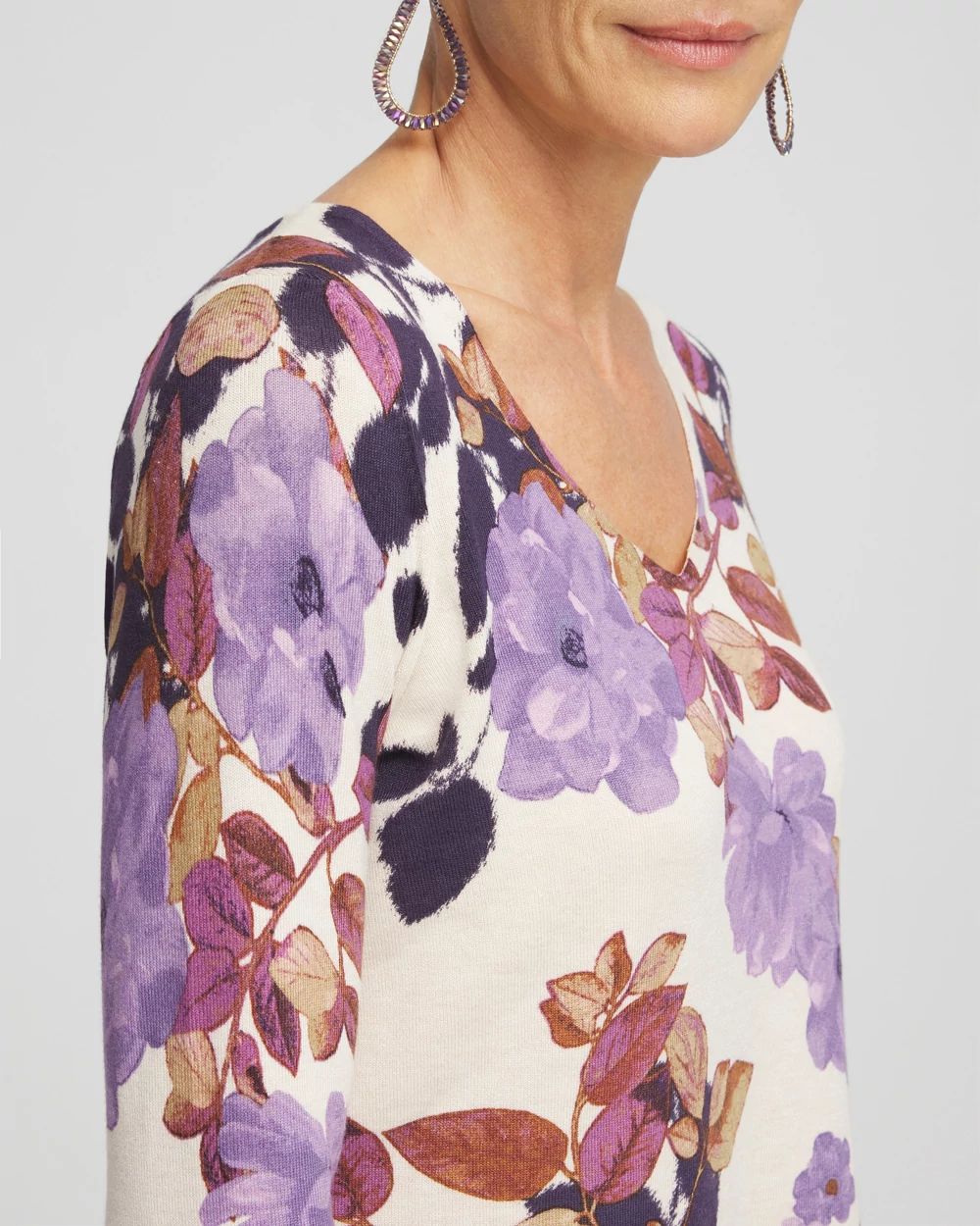Floral V-Neck Pullover