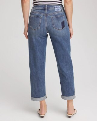 Boyfriend Patchwork Cropped Jeans click to view larger image.