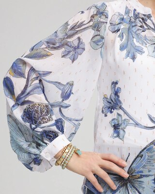 Butterfly Chiffon Split Neck Blouse click to view larger image.