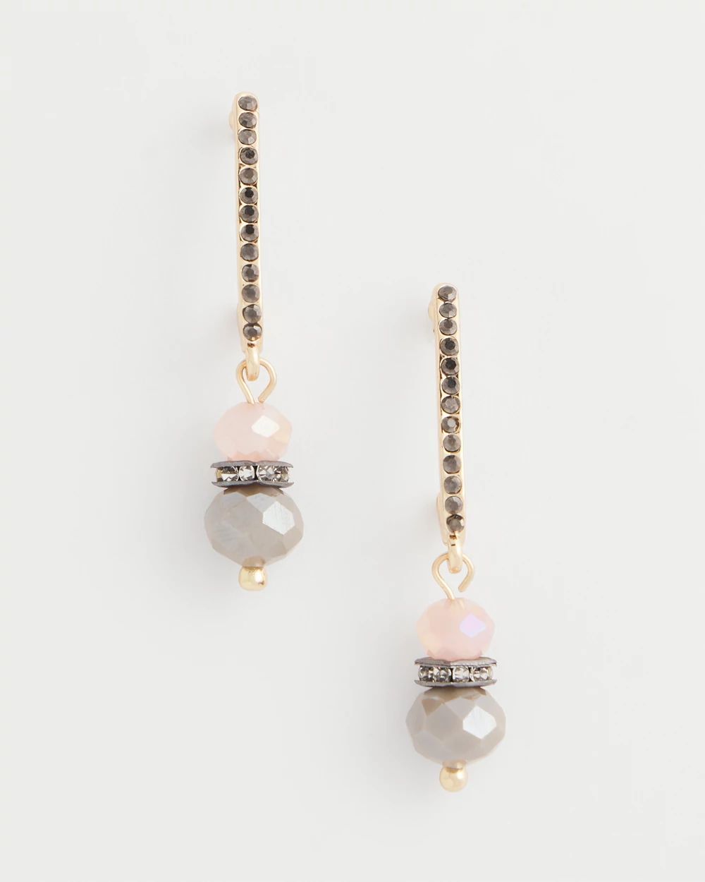 No Droop® Pink Bead Linear Earrings