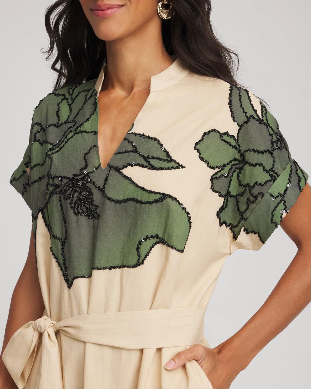 Printed Cotton-Voile Popover Midi Dress click to view larger image.