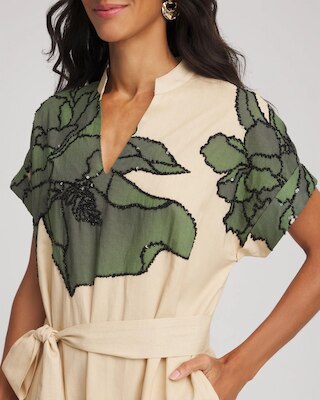 Printed Cotton-Voile Popover Midi Dress click to view larger image.