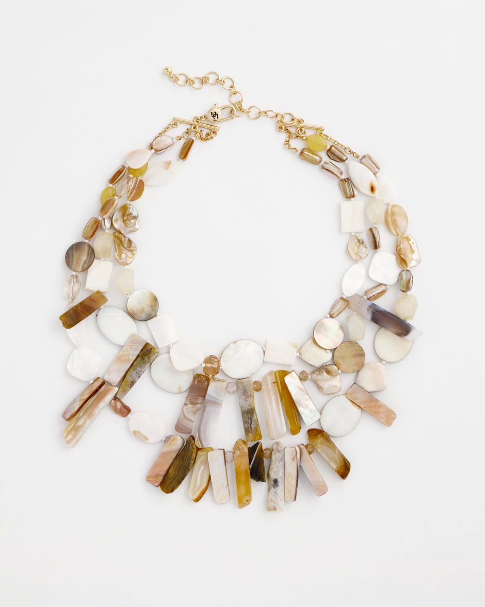 Chico's Originals Shell & Quartz Stone Bib Necklace