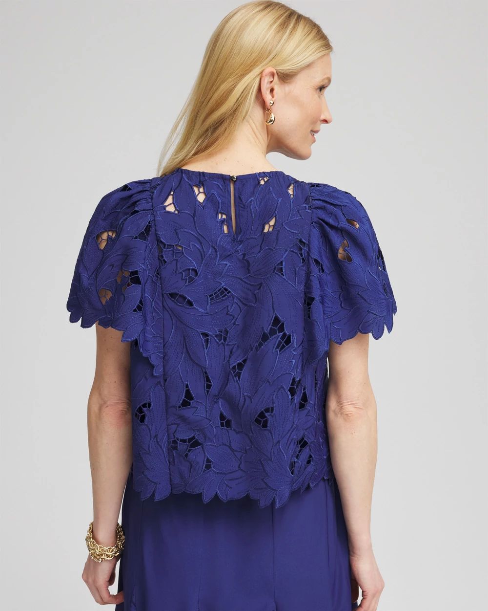 Lace Detail Flutter Sleeve Top
