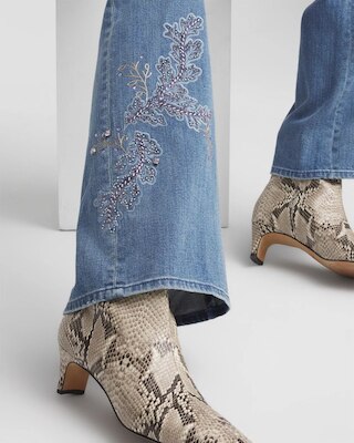 Embellished High Rise Wide Leg Jeans click to view larger image.