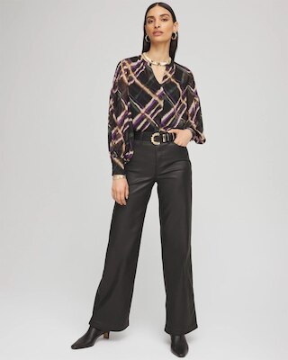 High Rise Wide Leg Coated Denim Jeans click to view larger image.