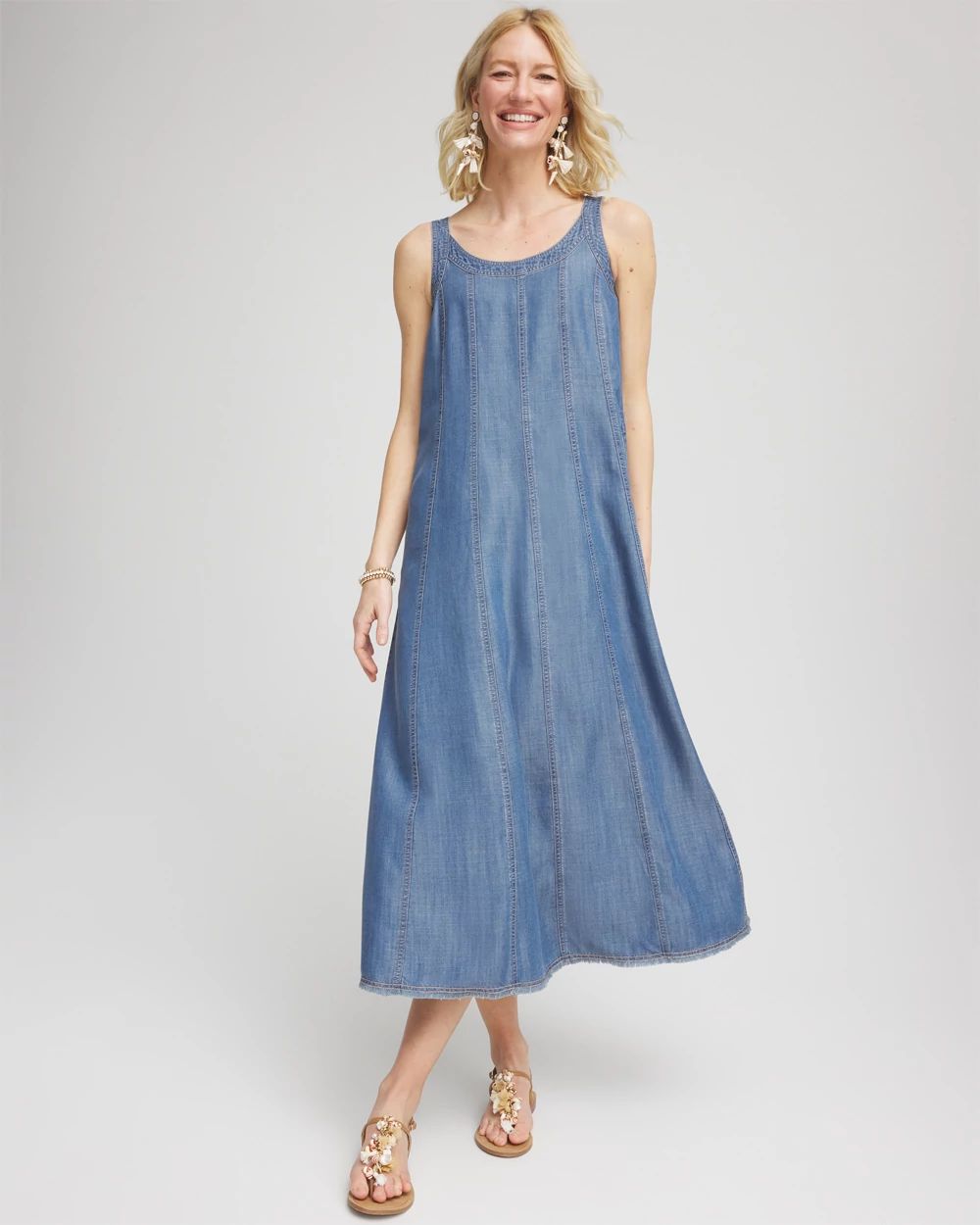 Twill Denim Trapeze-Tank Dress