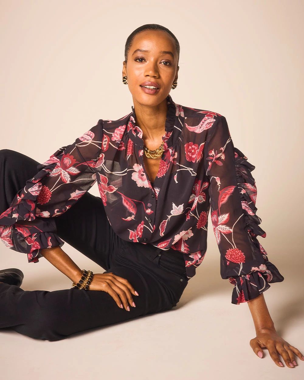 Georgette Celtic Blooms Blouse click to view larger image.