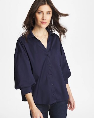 Poplin Billow Sleeve Blouse