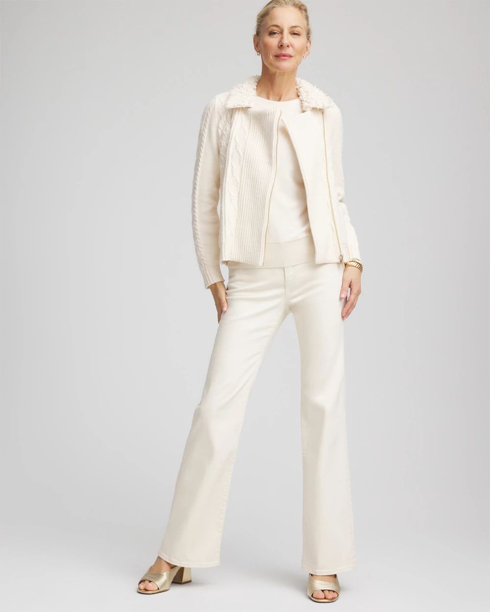 Fur Trim Moto Cardigan click to view larger image.