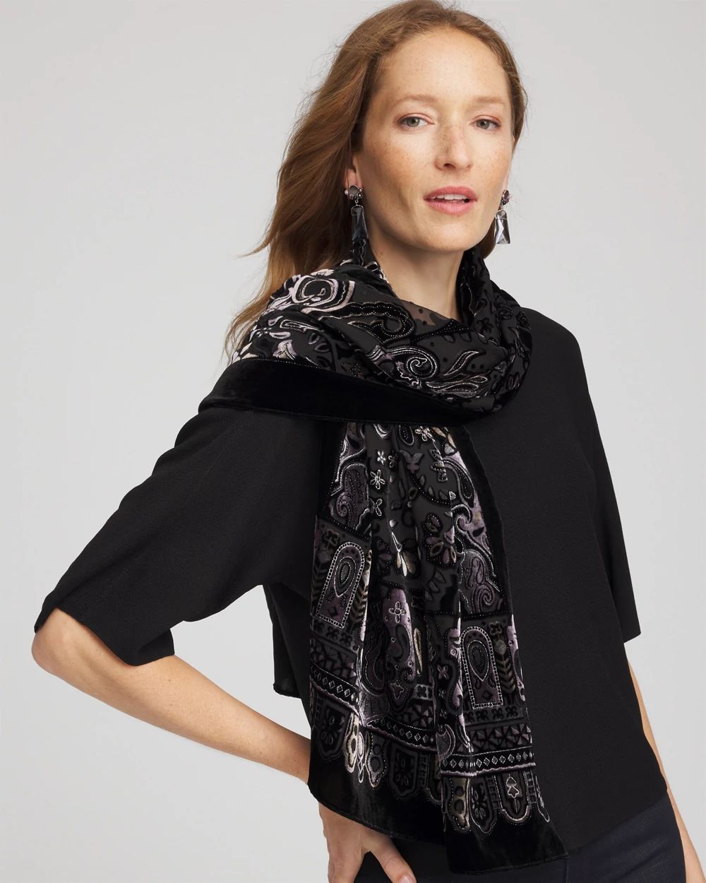 Velvet Burnout Oblong Scarf