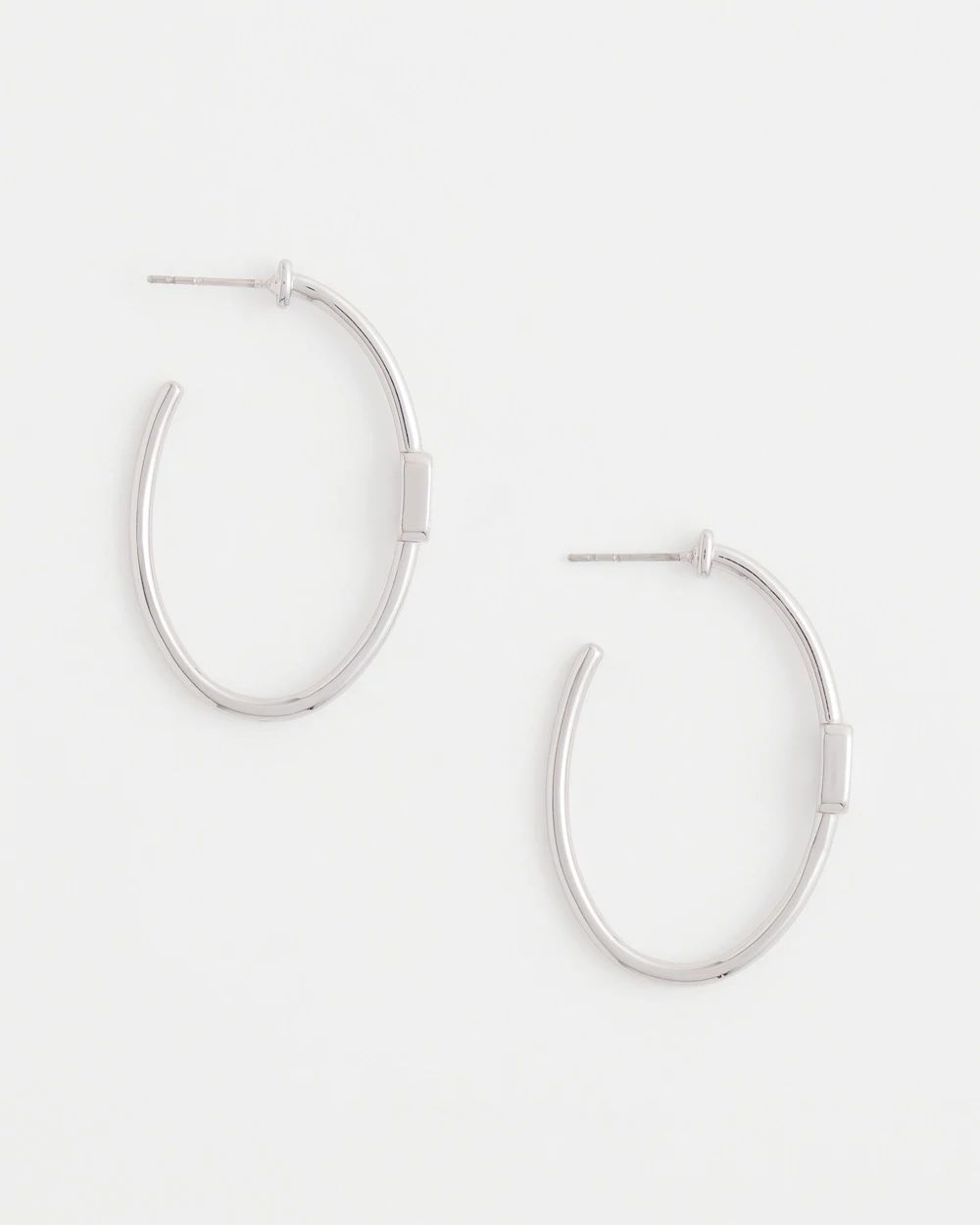 Silver Oval Hoop Earrings