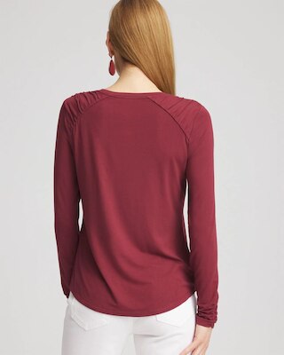 Touch of Cool™ Gathered Sleeve Floral Print Tee click to view larger image.