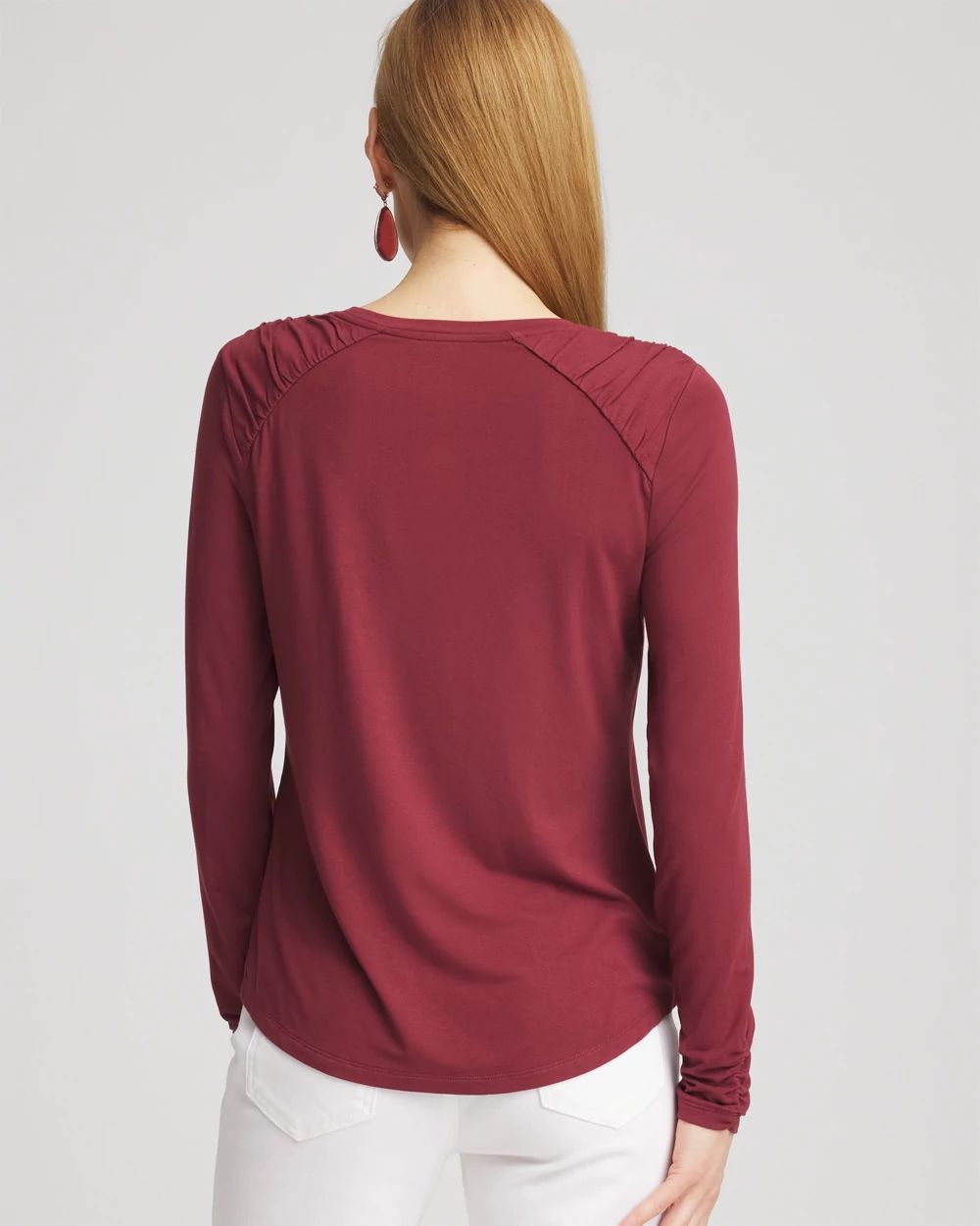 Touch of Cool™ Gathered Sleeve Floral Print Tee click to view larger image.