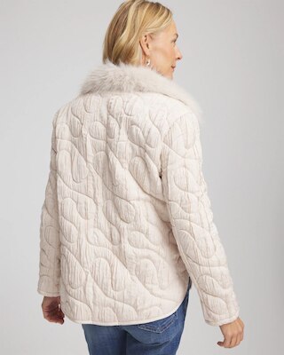 Quilted Faux Fur Collar Jacket click to view larger image.