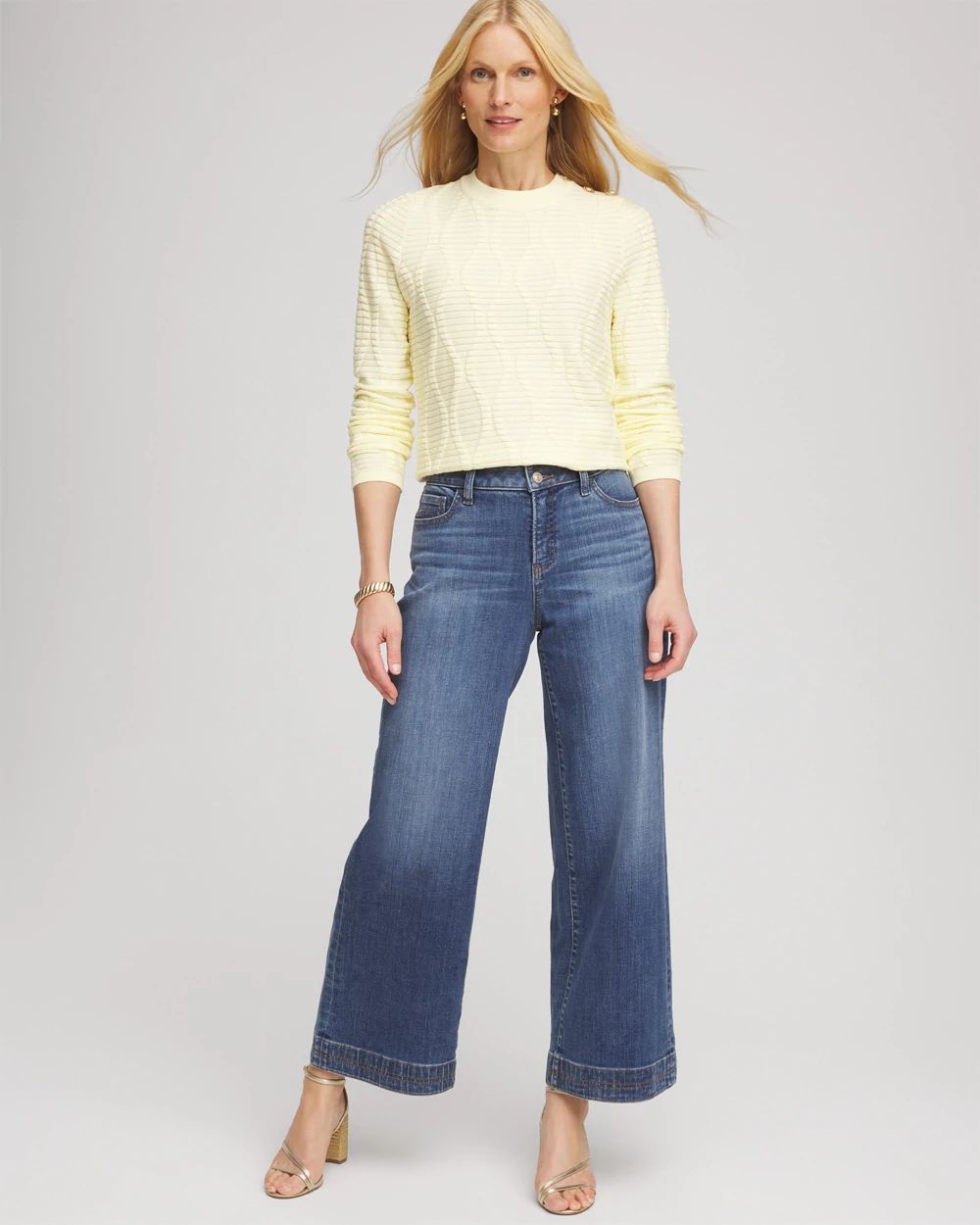 Button Shoulder Crewneck Pullover click to view larger image.