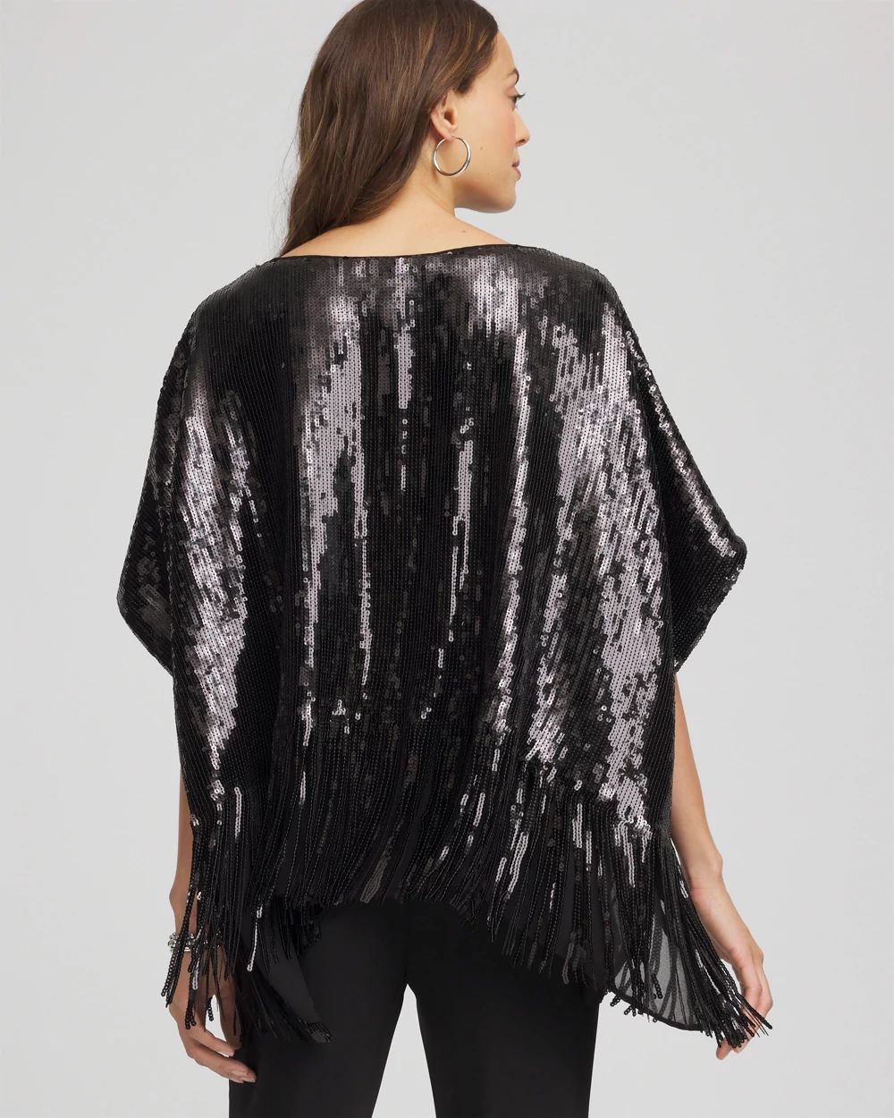 Sequins Fringed Poncho