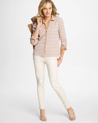 Striped Collared Rib Mix Henley click to view larger image.
