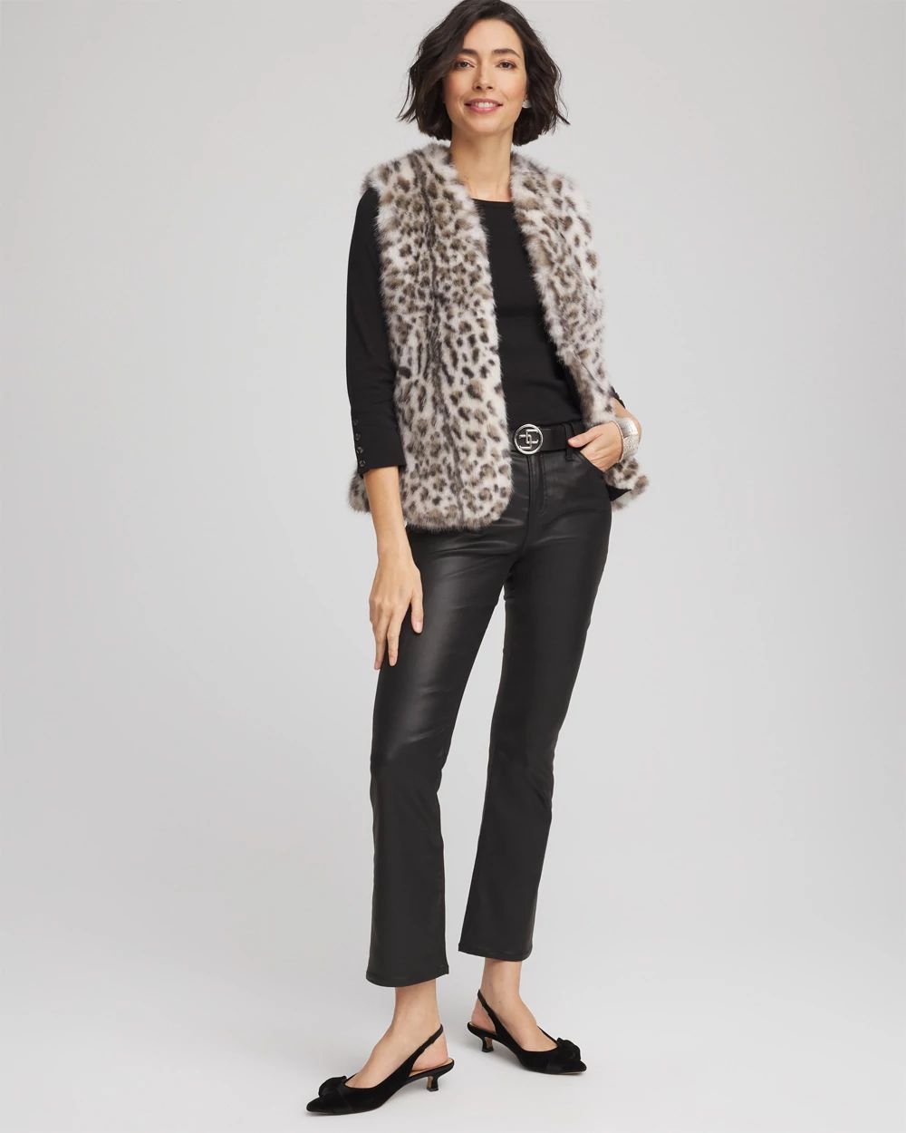 Snow Leopard Faux Fur Vest