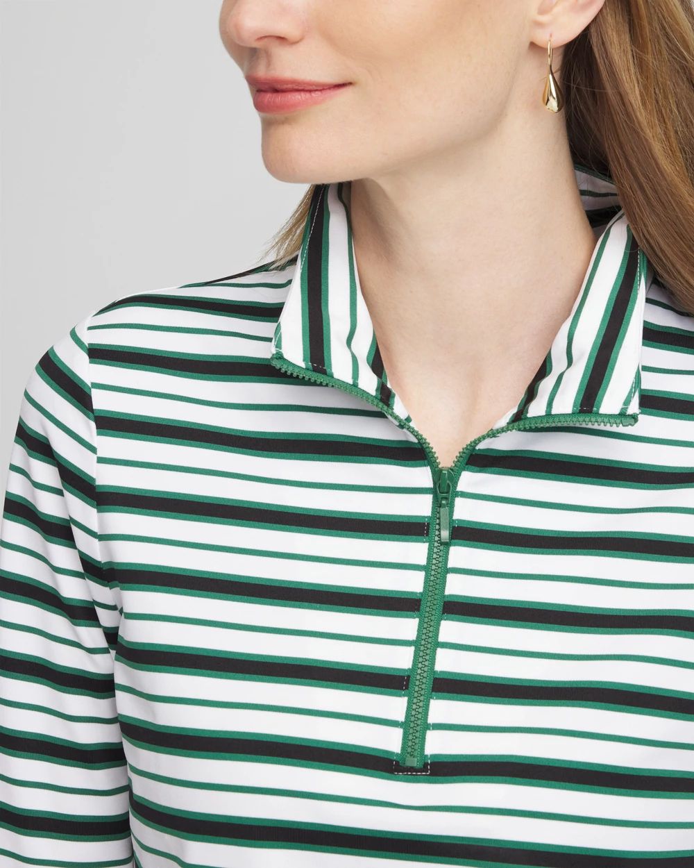 Zenergy® UPF Striped Mock Neck Golf Top click to view larger image.