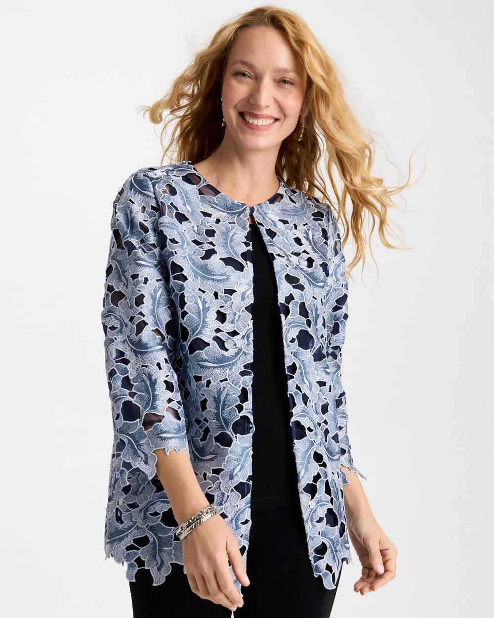 Travelers™ Collection Contrast Lined Lace Jacket