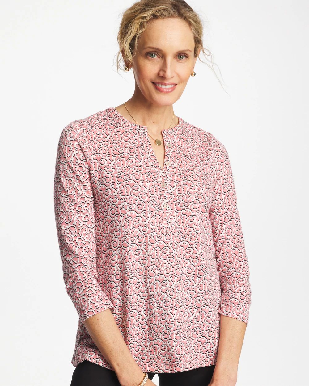 Cotton-Slub Splitneck Henley Tee