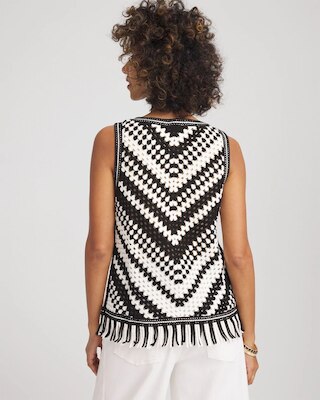 Crochet Fringe Sleeveless Sweater Tank click to view larger image.