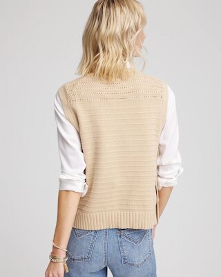 Pointelle Button Sweater Vest click to view larger image.